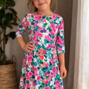 Accueil maillot tsniout enfant fleur sur fond vert
