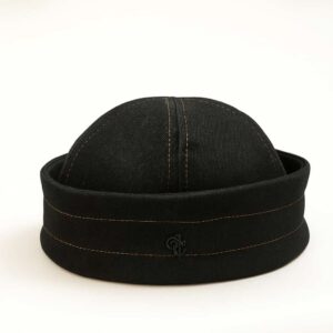 Accueil chapeau en jeans noir surpiqure