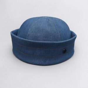 Accueil chapeau en jeans noir surpiqure