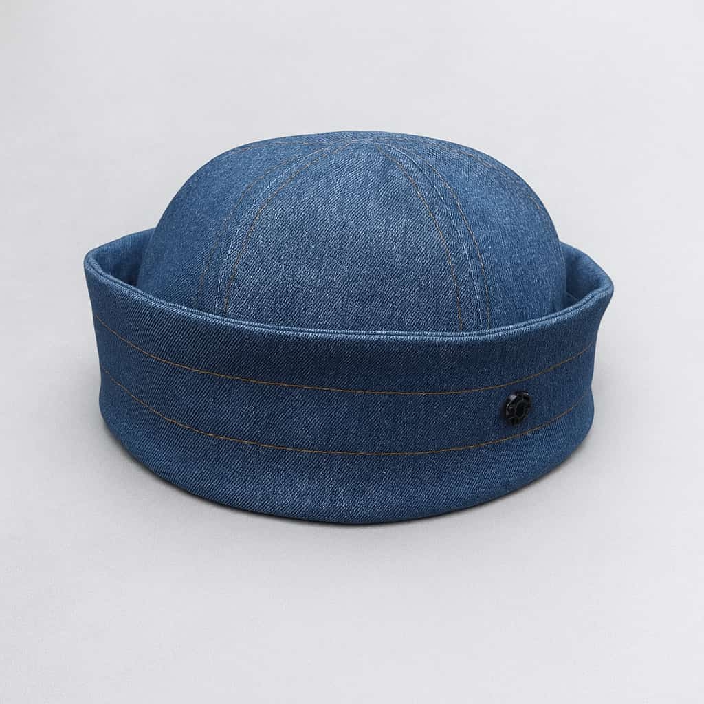 chapeau en jeans noir surpiqure chapeau en jeans noir surpiqure