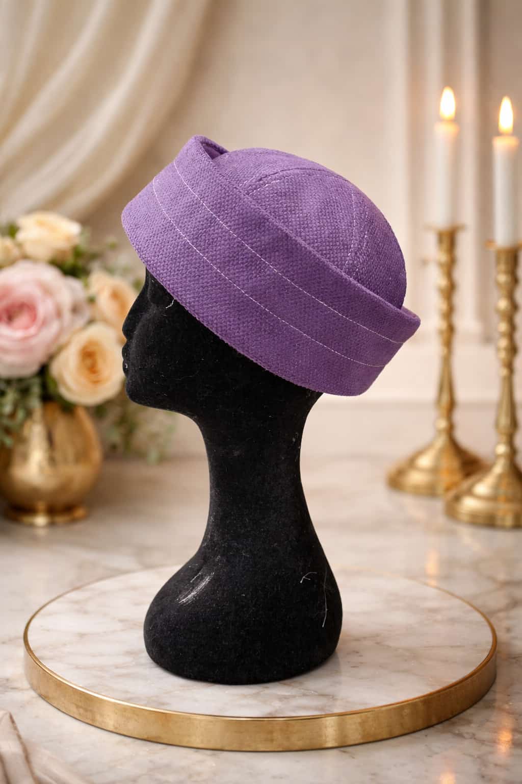 chapeau violet surpiqures chapeau violet surpiqures